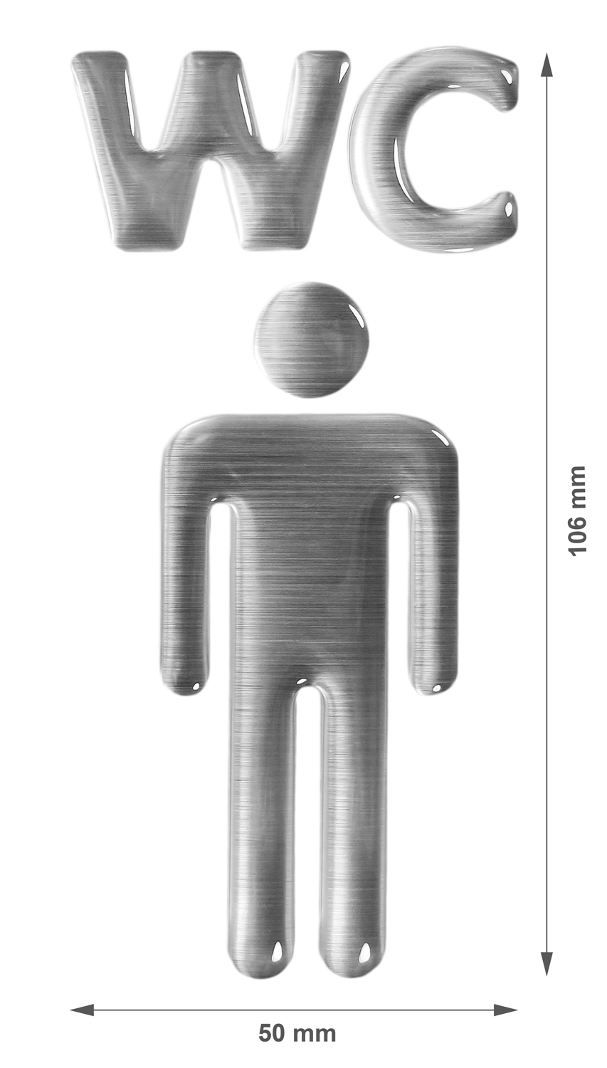 3D Hinweisschild Klebeschild Türschild " Herren " Toilette Kunststoff 10,7 x 4cm 