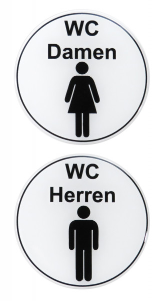 3D Aufkleber Hinweisschild WC Damen Herren Toilettenschild selbstklebend 70 x 70 mm