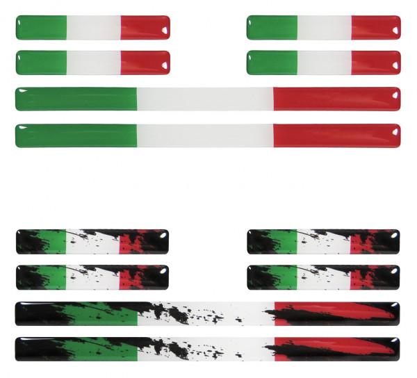 Italien 3D Aufkleber Flaggen 12 Stück im Set Sticker für Auto Kfz und Motorrad