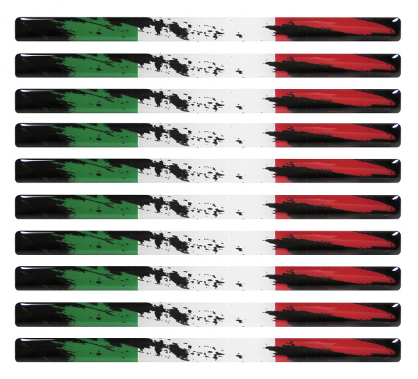 Italien 3D Aufkleber Flaggen 10 Stück je 150 x 10 mm Sticker für Auto Kfz und Motorrad