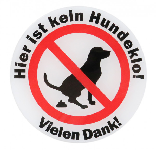 Verbotsschild 3D Aufkleber Ø 90 mm kein Hundeklo Hund verboten