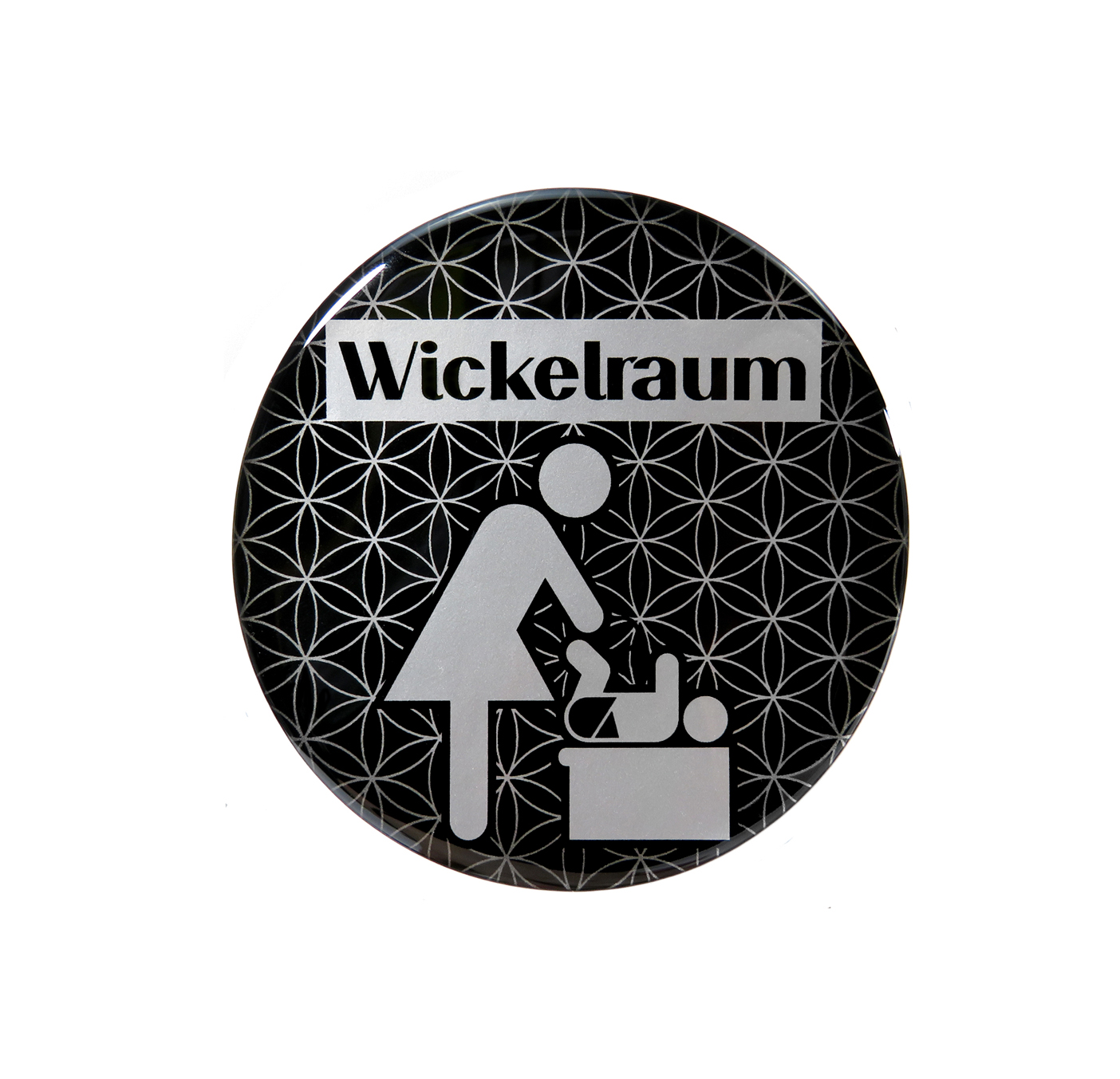 Türschild 'Wickelraum' Aus Edelstahl – Ø 130 Mm, Selbstklebend, Made In Germany