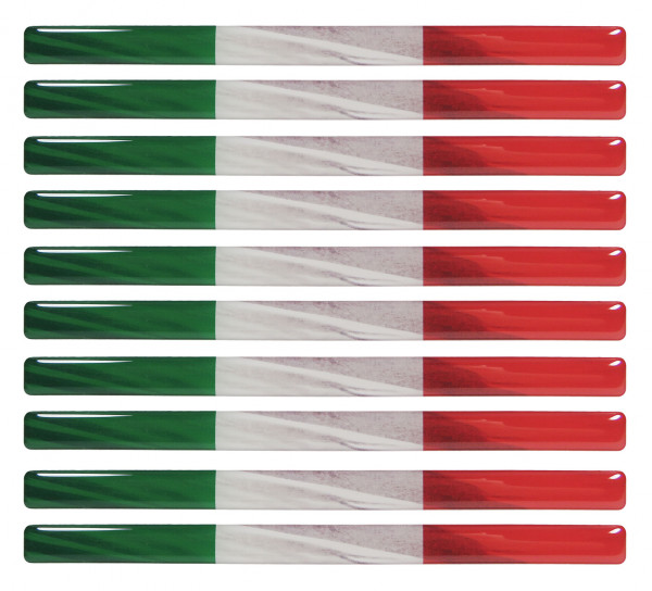Italien 3D Aufkleber Flaggen 10 Stück je 150x10 mm Sticker für Auto Kfz Motorrad