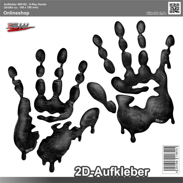 Aufkleber Sticker schwarze Hände Handabdruck 2er Set