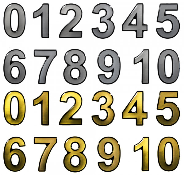 3D Zahlen-Aufkleber Gold 1x Nummer 4-900074 Edle Türschilder Hausnummern 