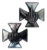 Aufkleber 3D Iron Cross fuck off Eisernes Kreuz Chrom Aufkleber 3D Iron Cross fuck off Eisernes Kreuz Chrom