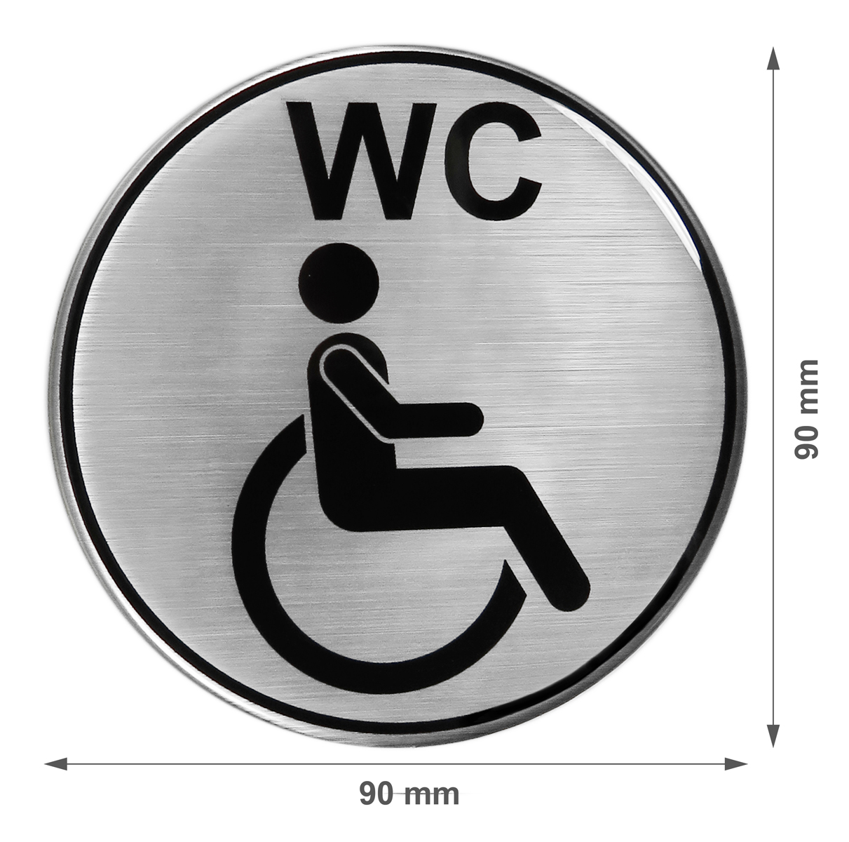Aluminium Schild 10 cm Ø "WC" Toilette Tür Toilettenschild rund Türschild Klo 