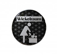 Türschild 3D Wickelraum Silber Gold (Ø 70 mm) Türschild 3D Wickelraum Silber Gold (Ø 70 mm)