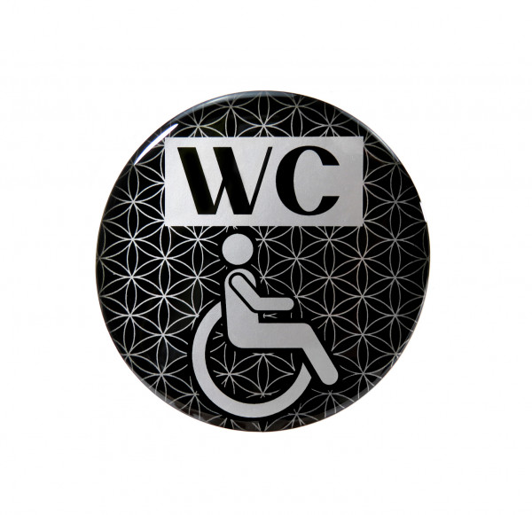 Silber 3D Aufkleber Türschild WC Rollstuhl Hinweisschild Ø 70 mm