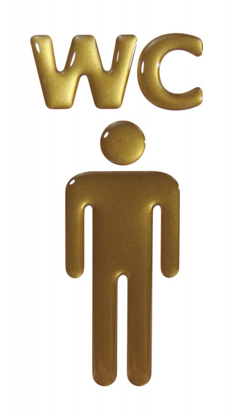 Gold 3D Aufkleber Türschild WC Herren Piktogramm 50 x 106 mm