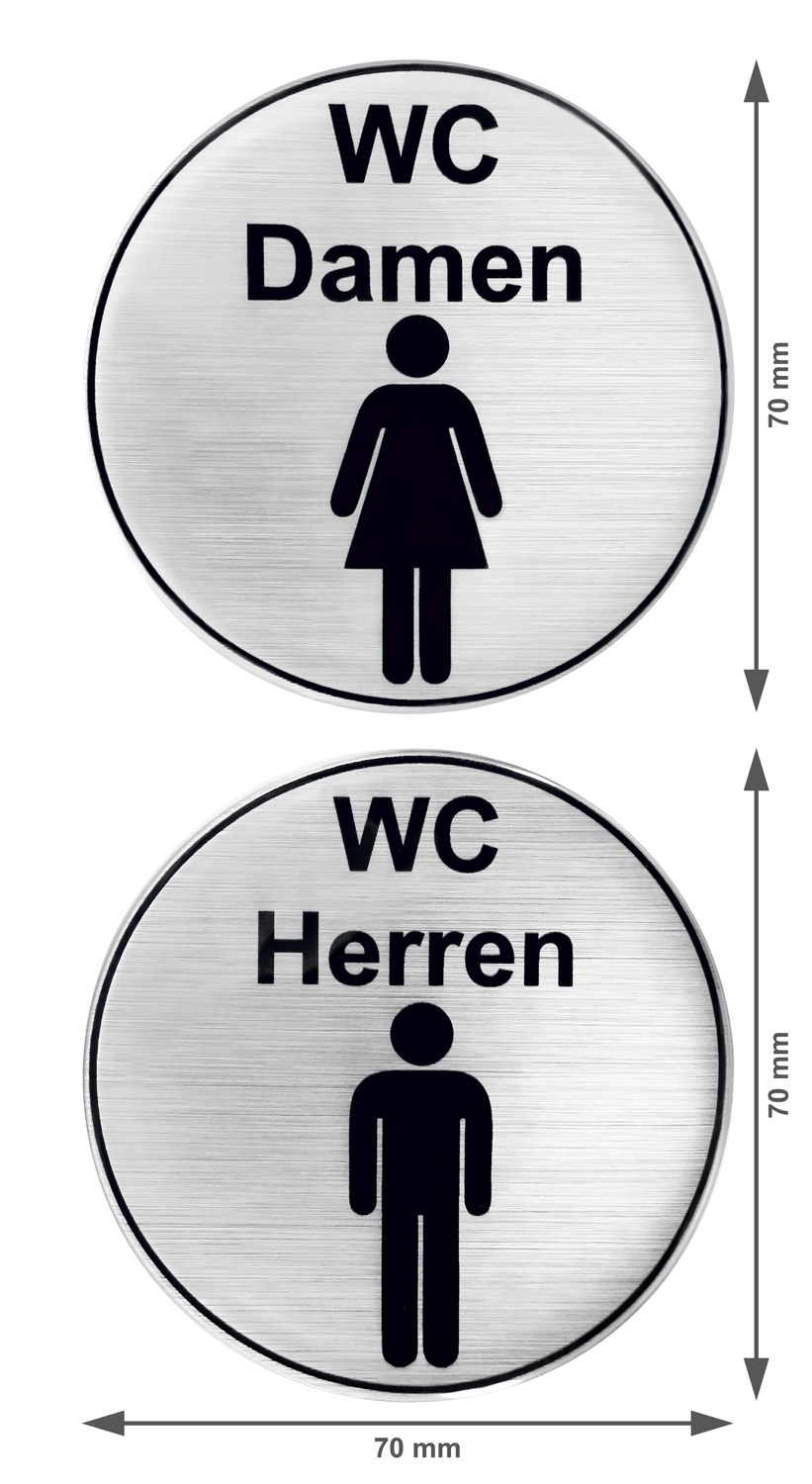 WC Schild Damen Aus Aluminium - Selbstklebend, Ø 100 Mm, 0,6 Mm Dick, Für Badezimmertüren
