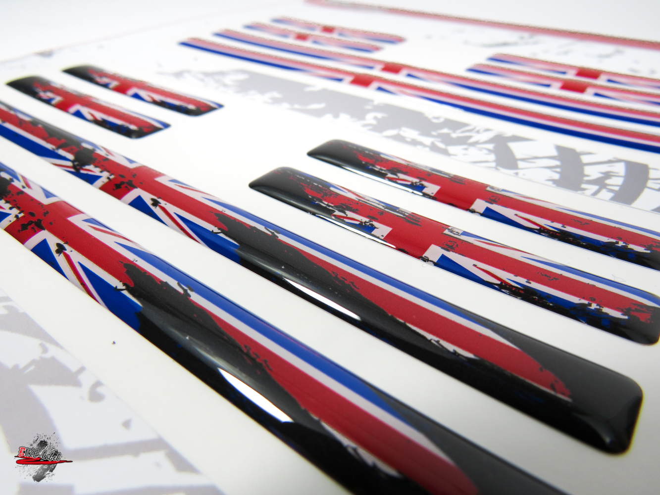 Union Jack 3D Aufkleber Flaggen 12 Stück im Set Sticker für Auto Motorrad 300556 