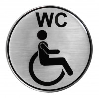Türschild 3D Aufkleber Alu Optik Hinweisschild WC Rollstuhl Toilettenschild Ø 90 mm Türschild 3D Aufkleber Alu Optik Hinweisschild WC Rollstuhl Toilettenschild Ø 90 mm