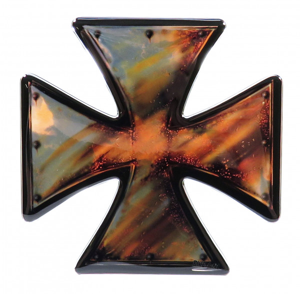 Aufkleber 3D Iron Cross rusty Eisernes Kreuz Chrom
