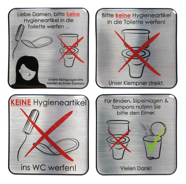 3D Aufkleber keine Hygieneartikel ins WC - Damentoilette