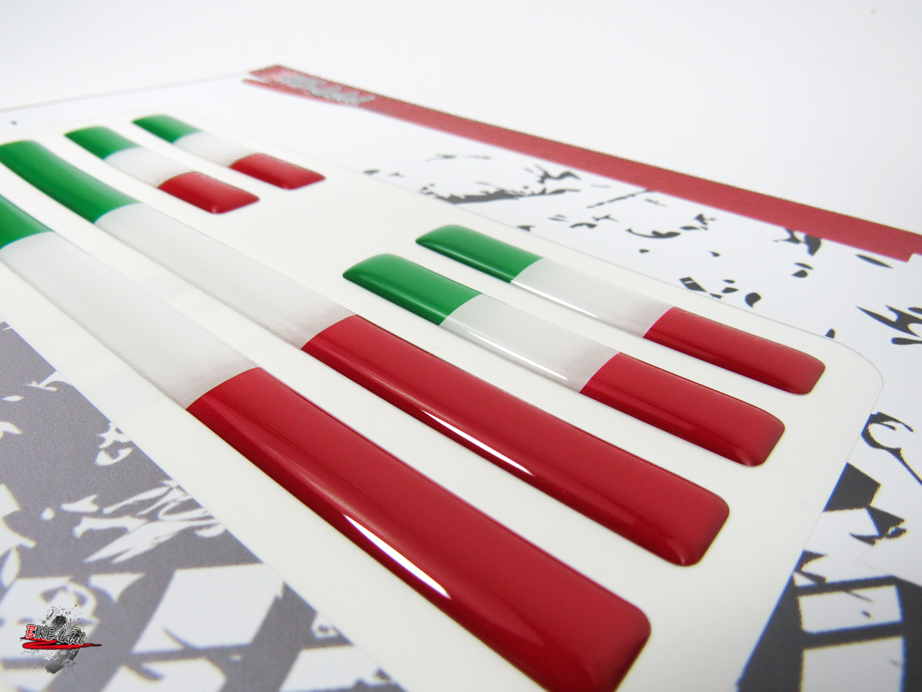 BIKE-label Italien 3D Aufkleber Flaggen 12 Stück Sticker Auto Kfz Motorrad  300123