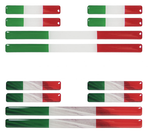 Italien 3D Aufkleber Flaggen 12 Stück im Set Sticker für Auto Kfz Motorrad