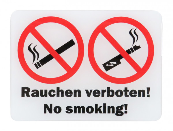Verbotsschild 3D Aufkleber 90 x 66 mm Rauchen verboten